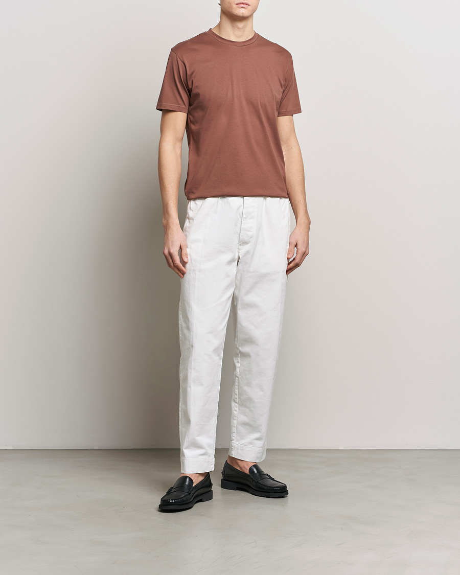 Heren | T-shirts | Sunspel | Riviera Midweight Tee Brown