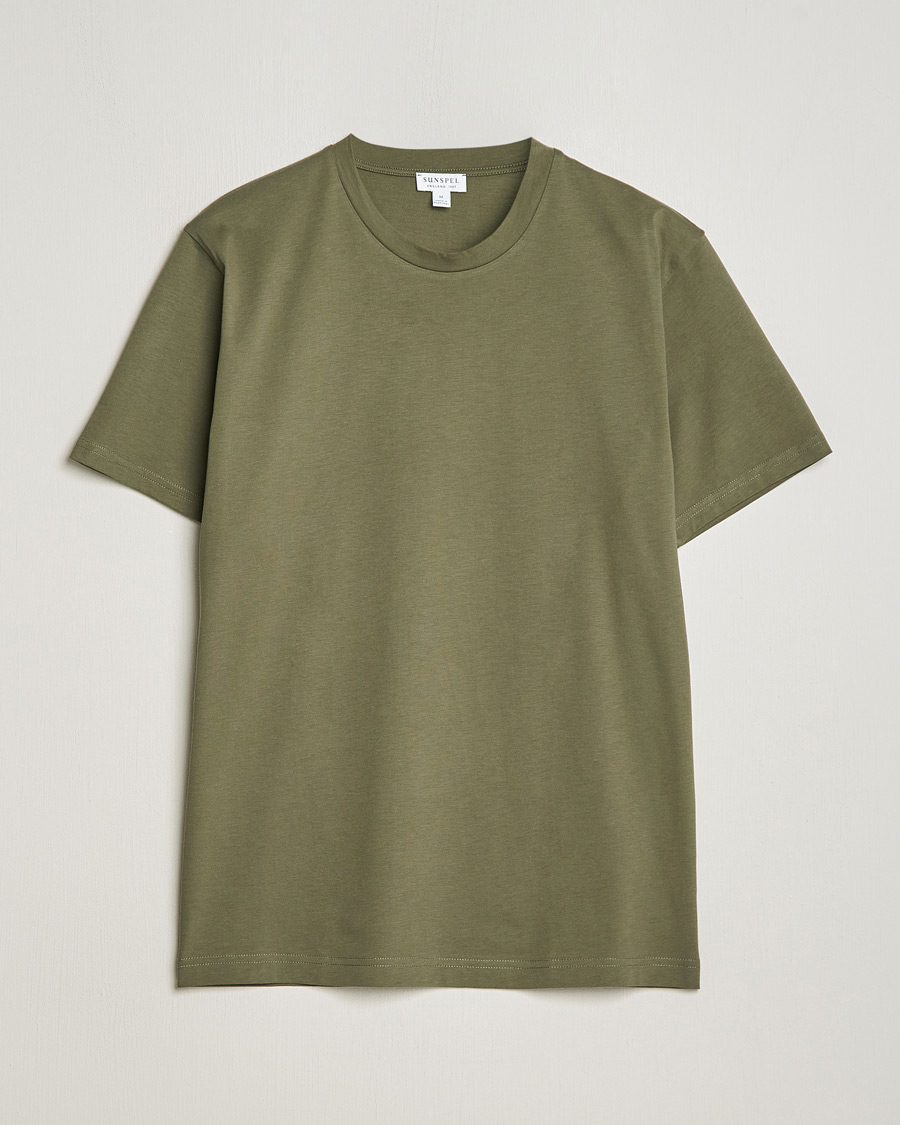 Heren | T-shirts | Sunspel | Riviera Midweight Tee Khaki