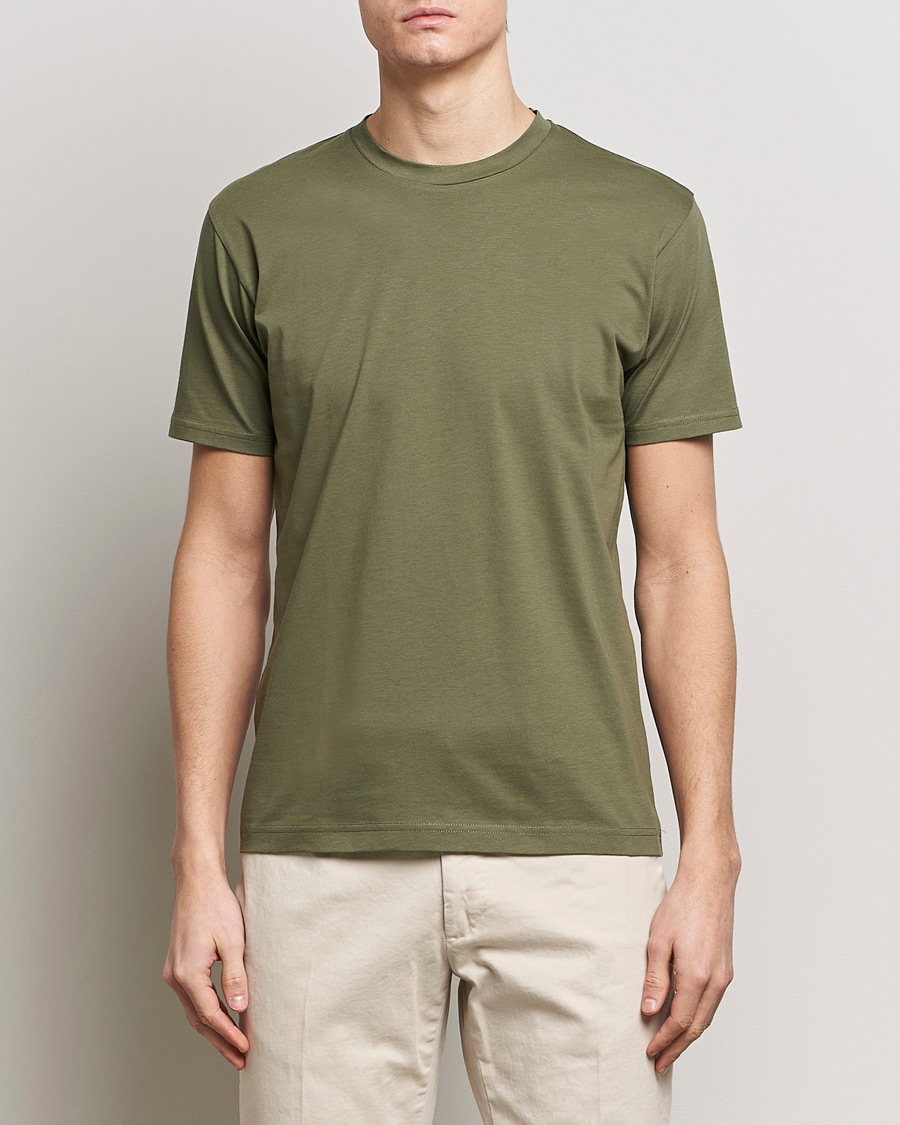 Herr | T-Shirts | Sunspel | Riviera Midweight Tee Khaki