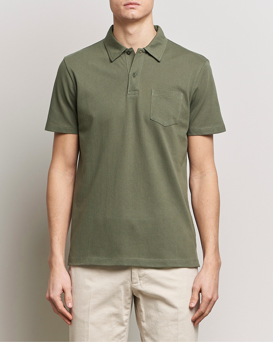 Heren | Poloshirts met korte mouwen | Sunspel | Riviera Polo Shirt Khaki