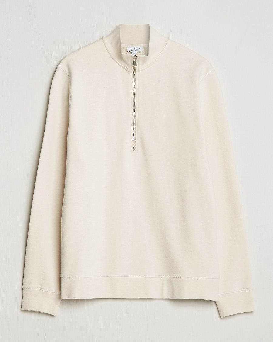 Heren | Truien | Sunspel | Loopback Half Zip Sweatshirt Undyed