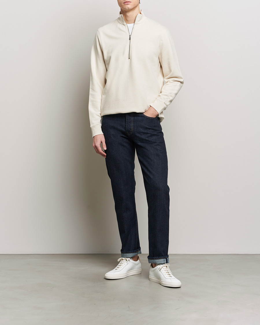 Heren | Truien | Sunspel | Loopback Half Zip Sweatshirt Undyed