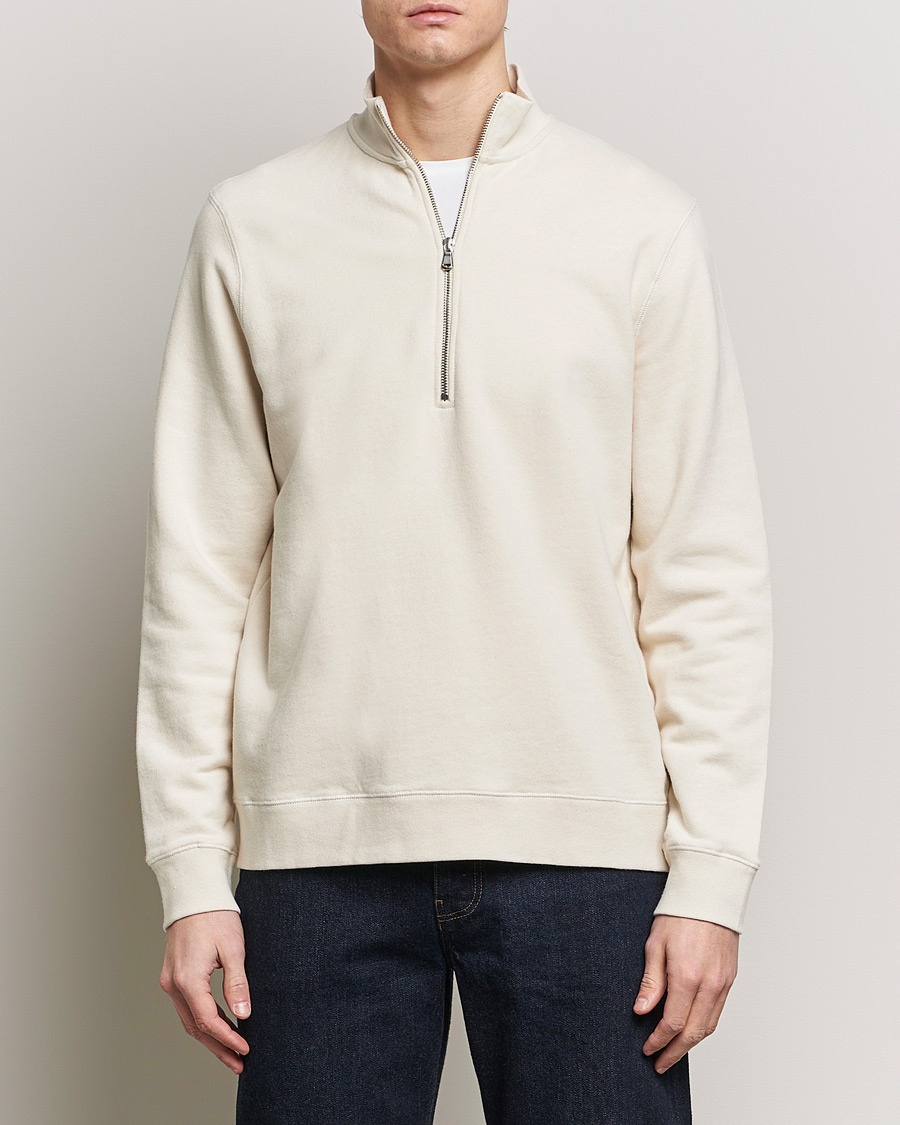 Heren | Truien | Sunspel | Loopback Half Zip Sweatshirt Undyed