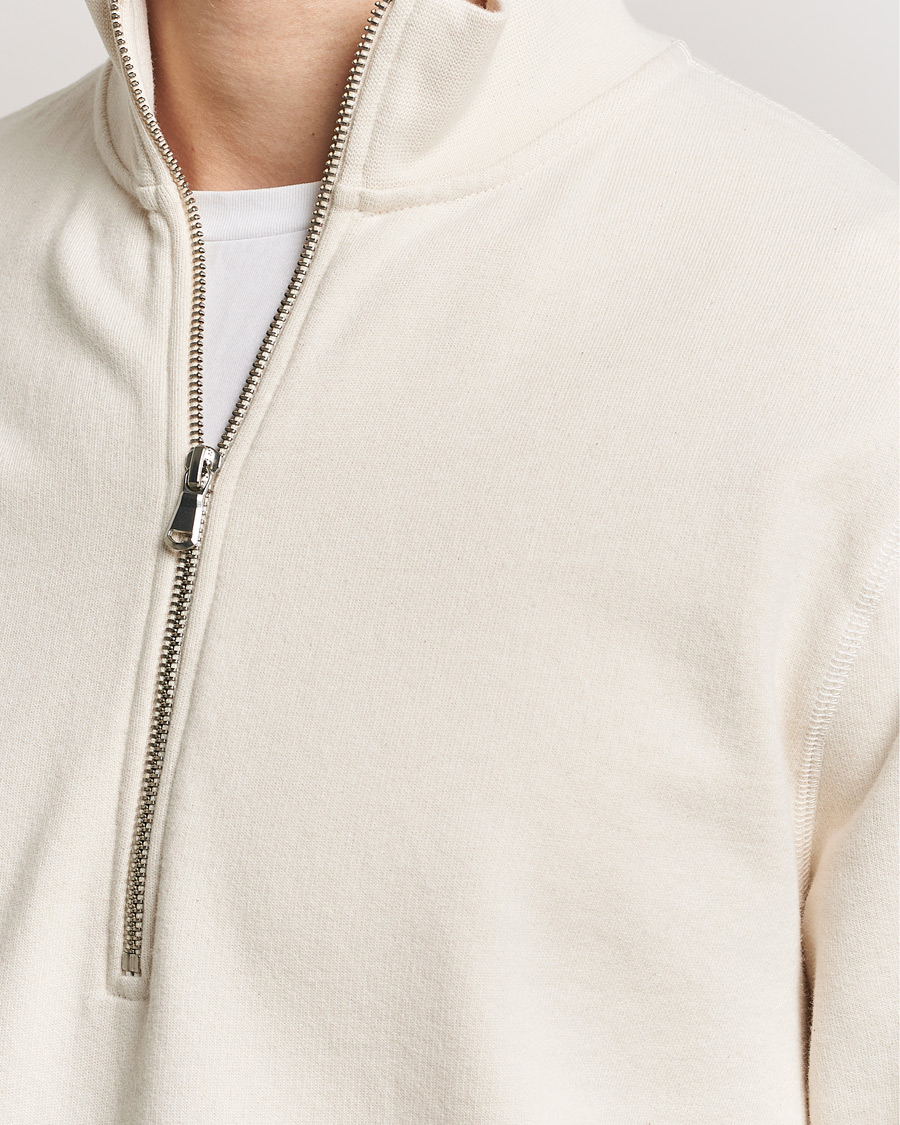 Heren | Truien | Sunspel | Loopback Half Zip Sweatshirt Undyed