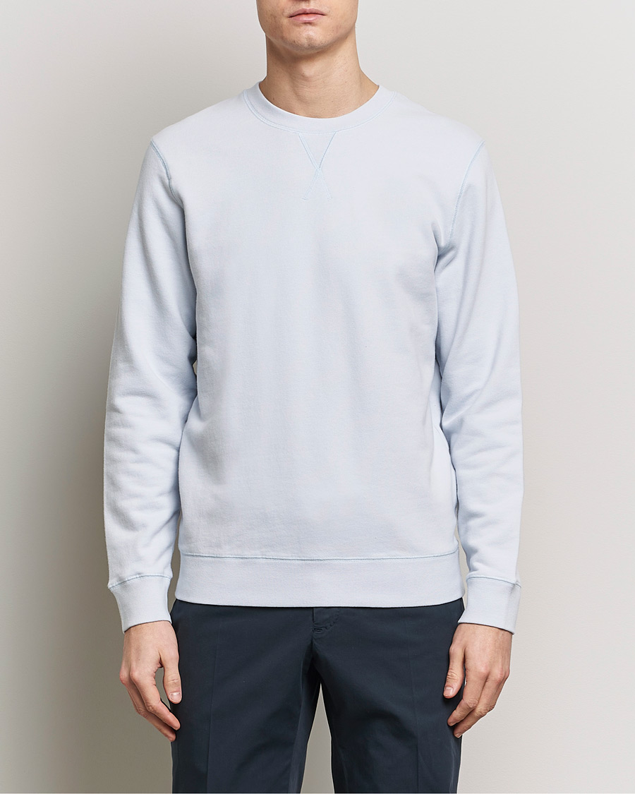 Heren | Truien | Sunspel | Loopback Sweatshirt Light Blue