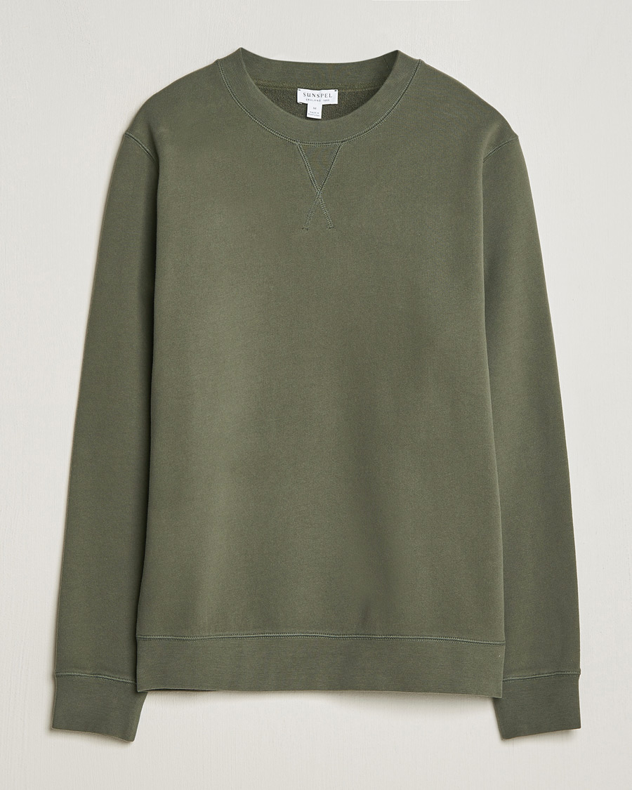 Heren | Truien | Sunspel | Loopback Sweatshirt Khaki