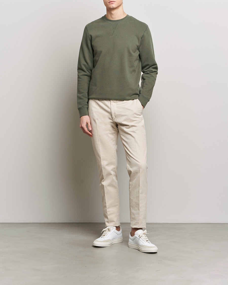 Heren | Truien | Sunspel | Loopback Sweatshirt Khaki