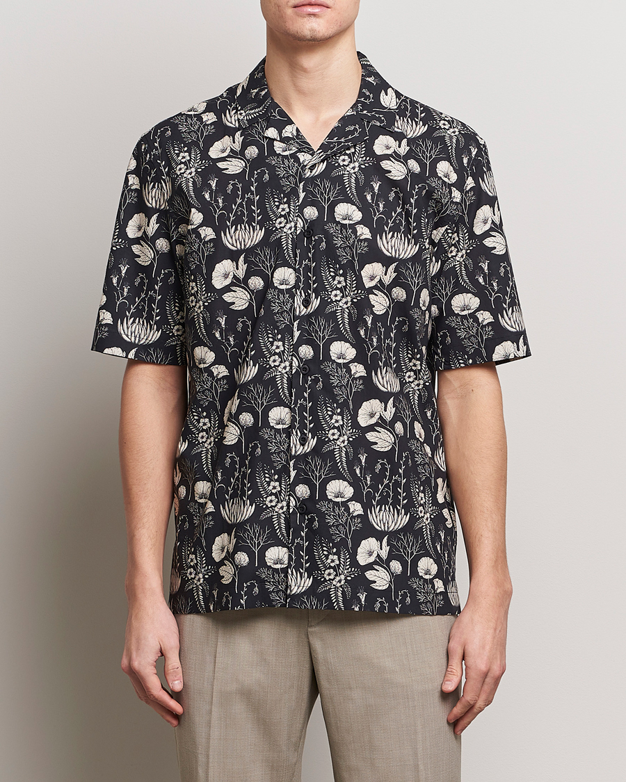 Heren | Afdelingen | Sunspel | Katie Scott Short Sleeve Printed Resort Shirt Black