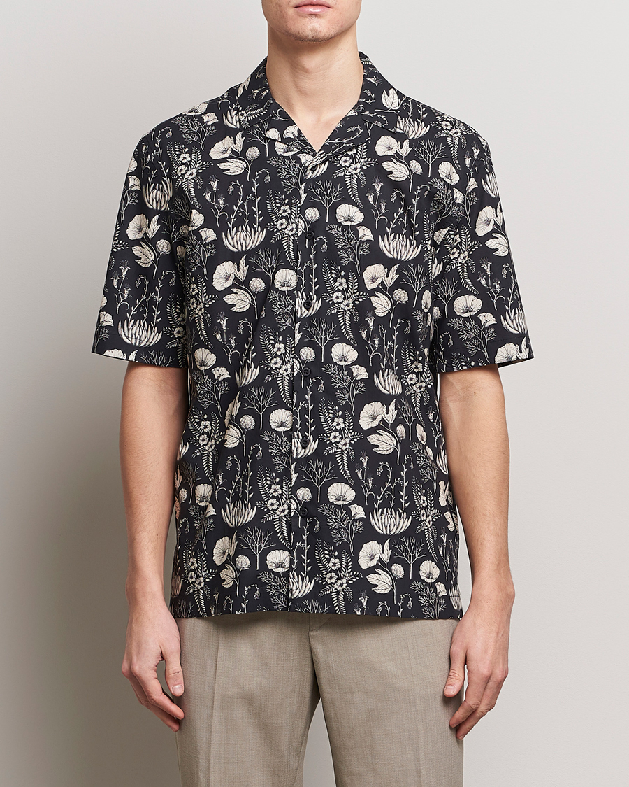 Heren | Best of British | Sunspel | Katie Scott Short Sleeve Printed Resort Shirt Black