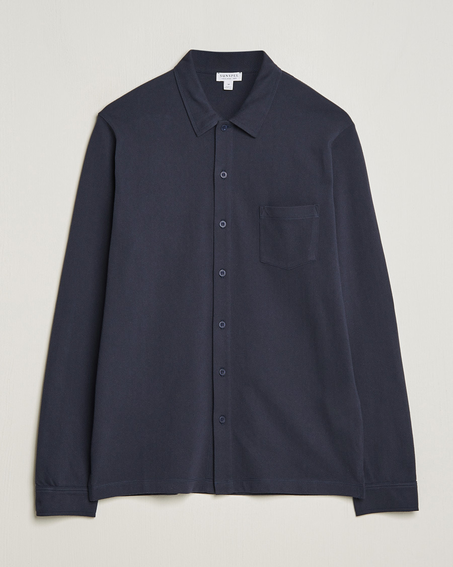 Heren | Overhemden | Sunspel | Riviera Long Sleeve Shirt Navy