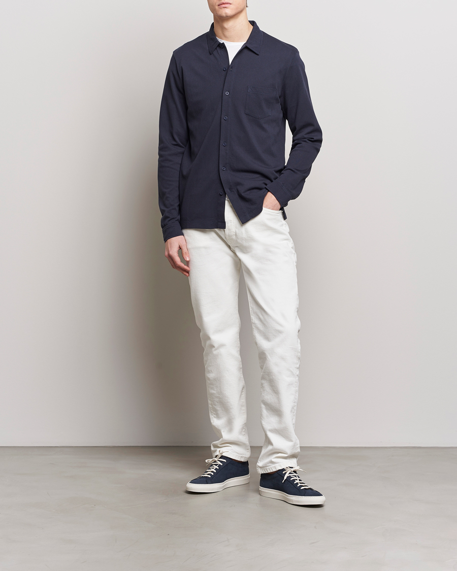Heren | Overhemden | Sunspel | Riviera Long Sleeve Shirt Navy