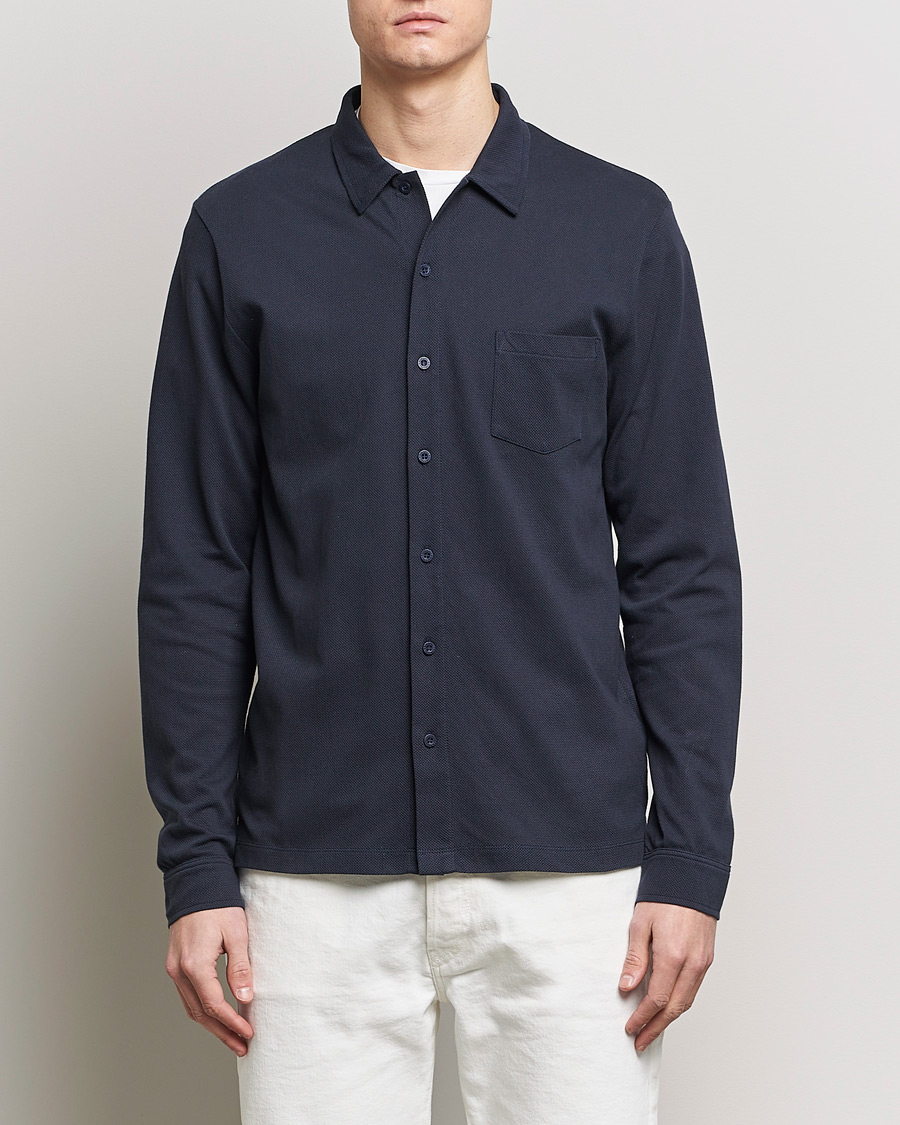 Heren |  | Sunspel | Riviera Long Sleeve Shirt Navy