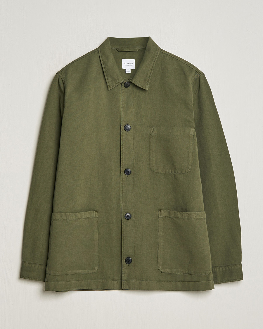 Heren | Overhemden | Sunspel | Twin Pocket Cotton/Linen Jacket Khaki