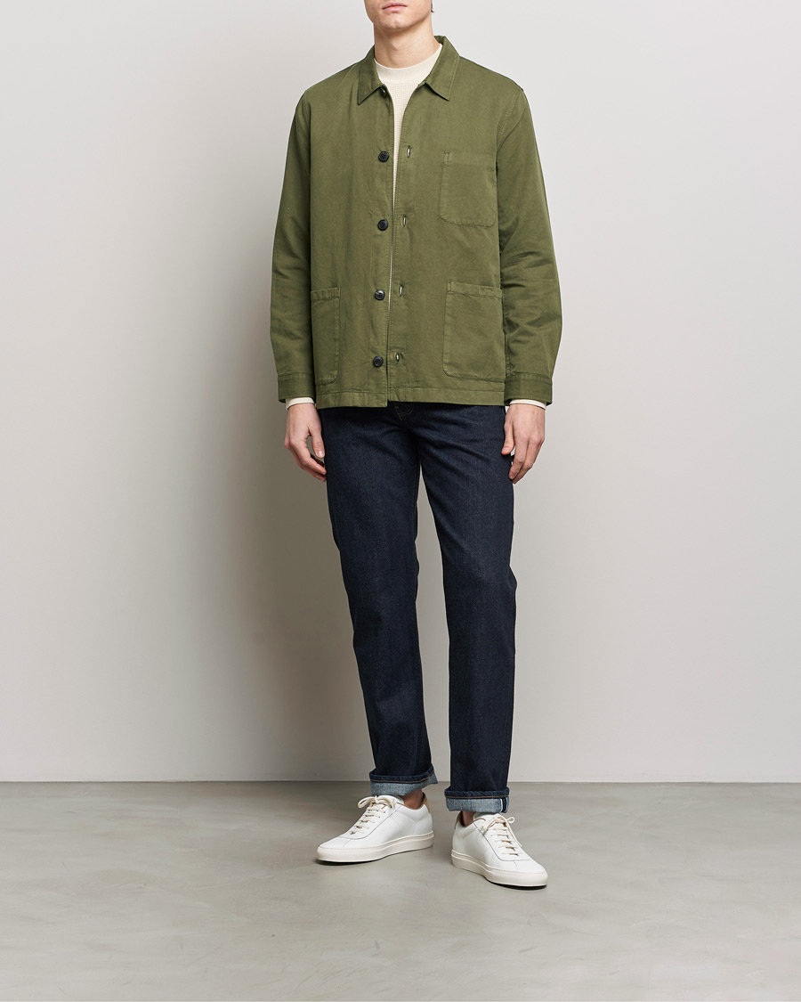 Heren | Overhemden | Sunspel | Twin Pocket Cotton/Linen Jacket Khaki