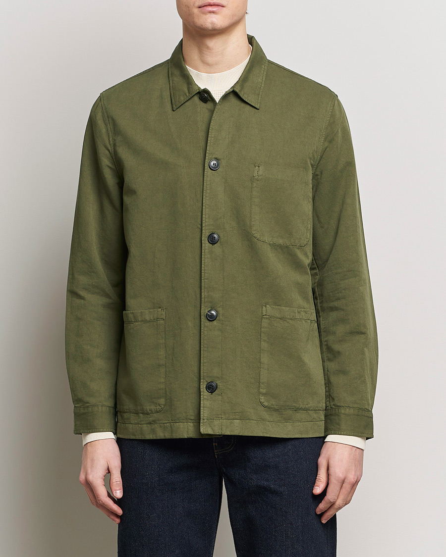 Heren |  | Sunspel | Twin Pocket Cotton/Linen Jacket Khaki