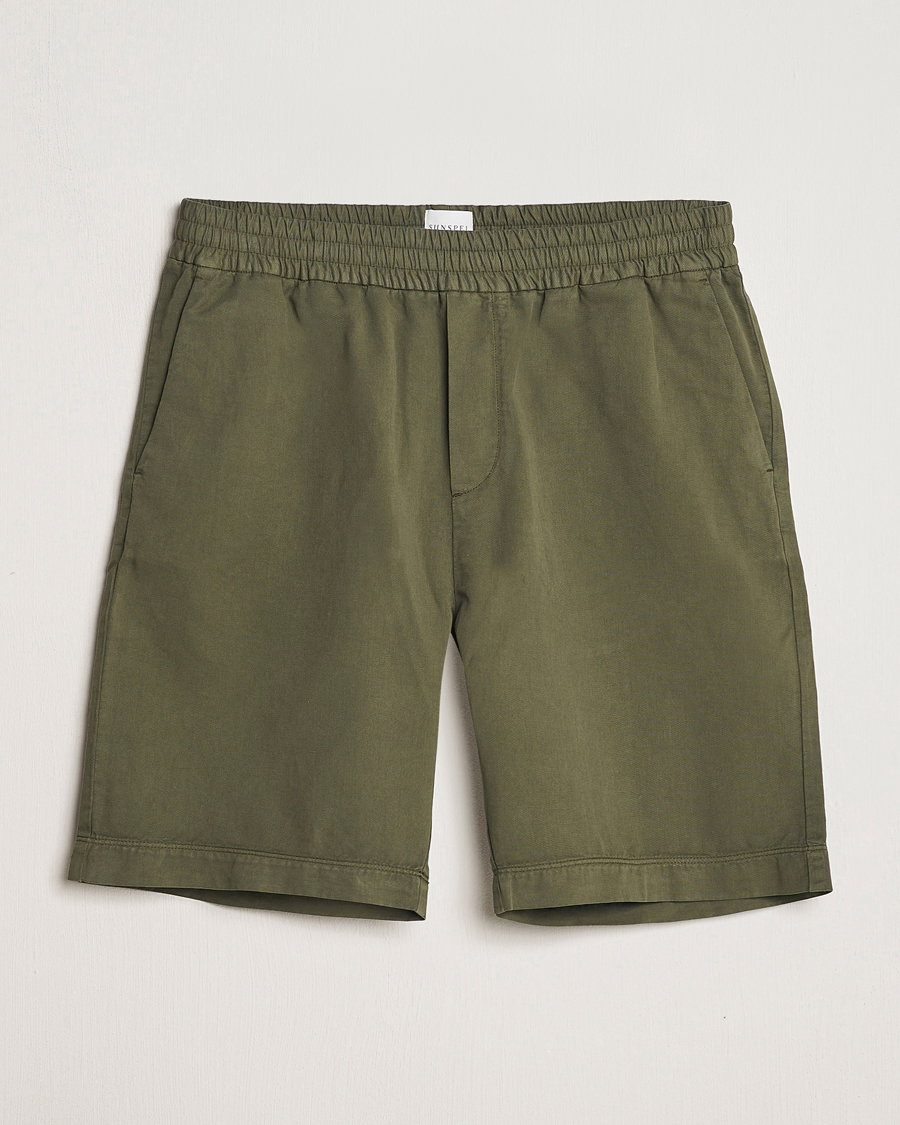 Heren | Korte broek | Sunspel | Cotton/Linen Drawstring Shorts Khaki