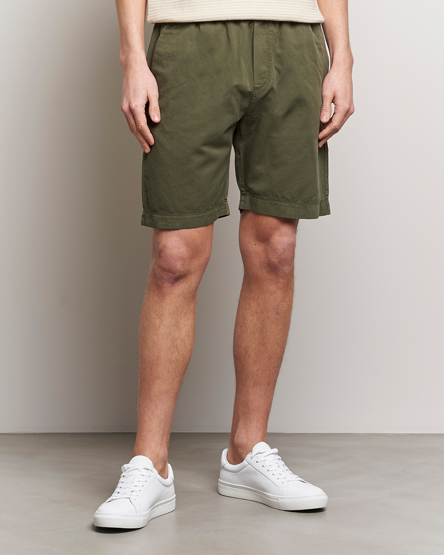 Heren | Trekkoord shorts | Sunspel | Cotton/Linen Drawstring Shorts Khaki