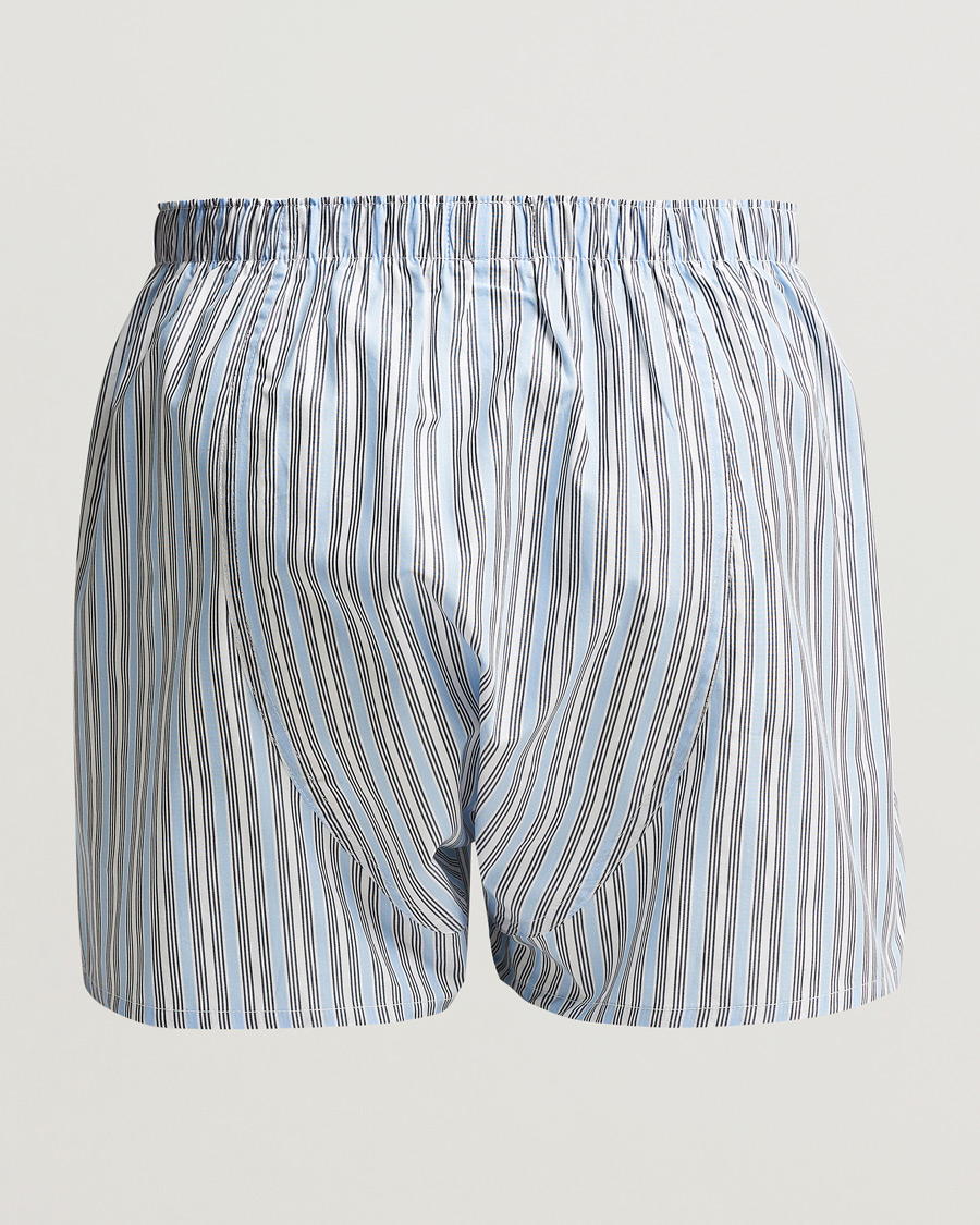 Heren | Boxershorts | Sunspel | Woven Cotton Boxers Blue Mix Stripe