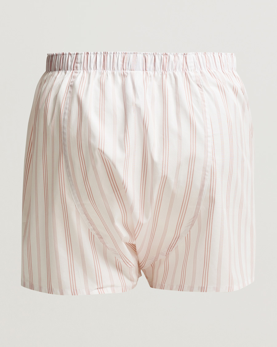 Heren | Ondergoed | Sunspel | Woven Cotton Boxers Pale Pink Stripe