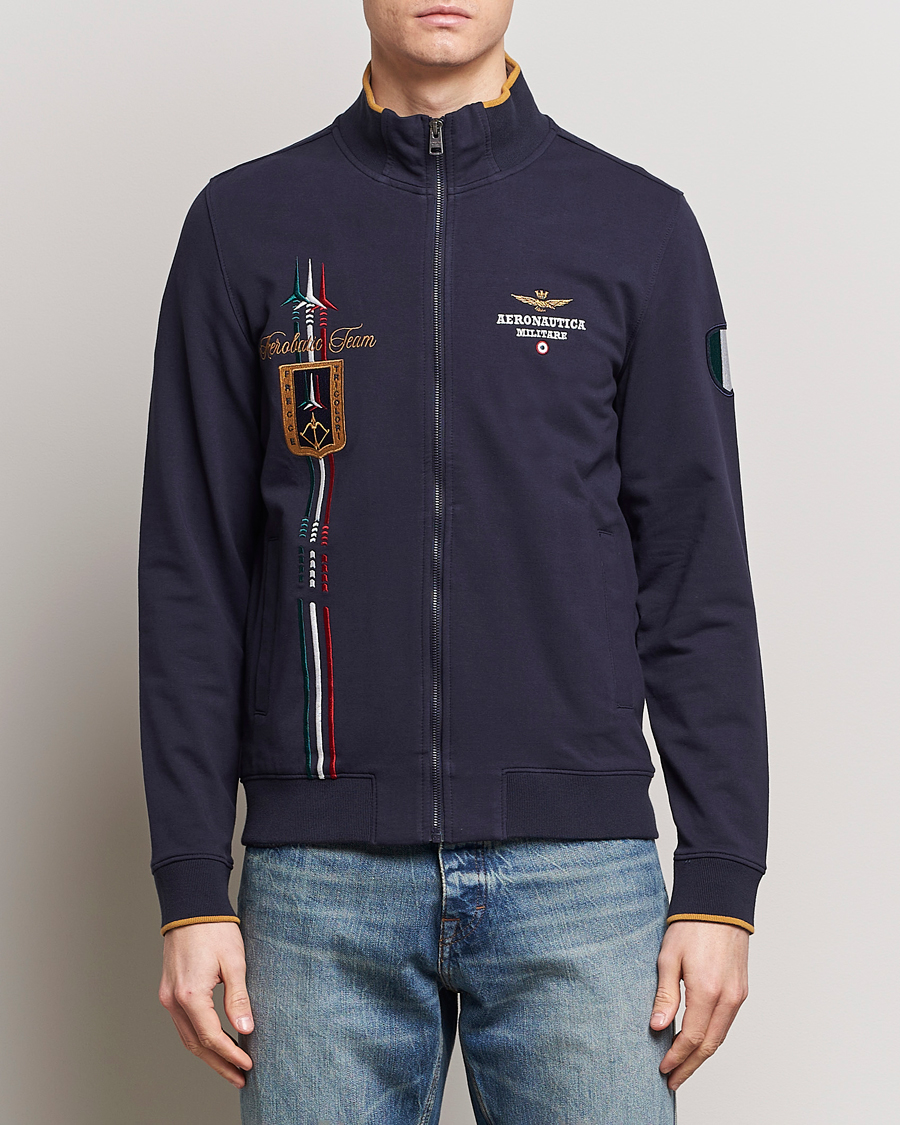 Men | Sale | Aeronautica Militare | Full Zip Tricolori Sweater Navy