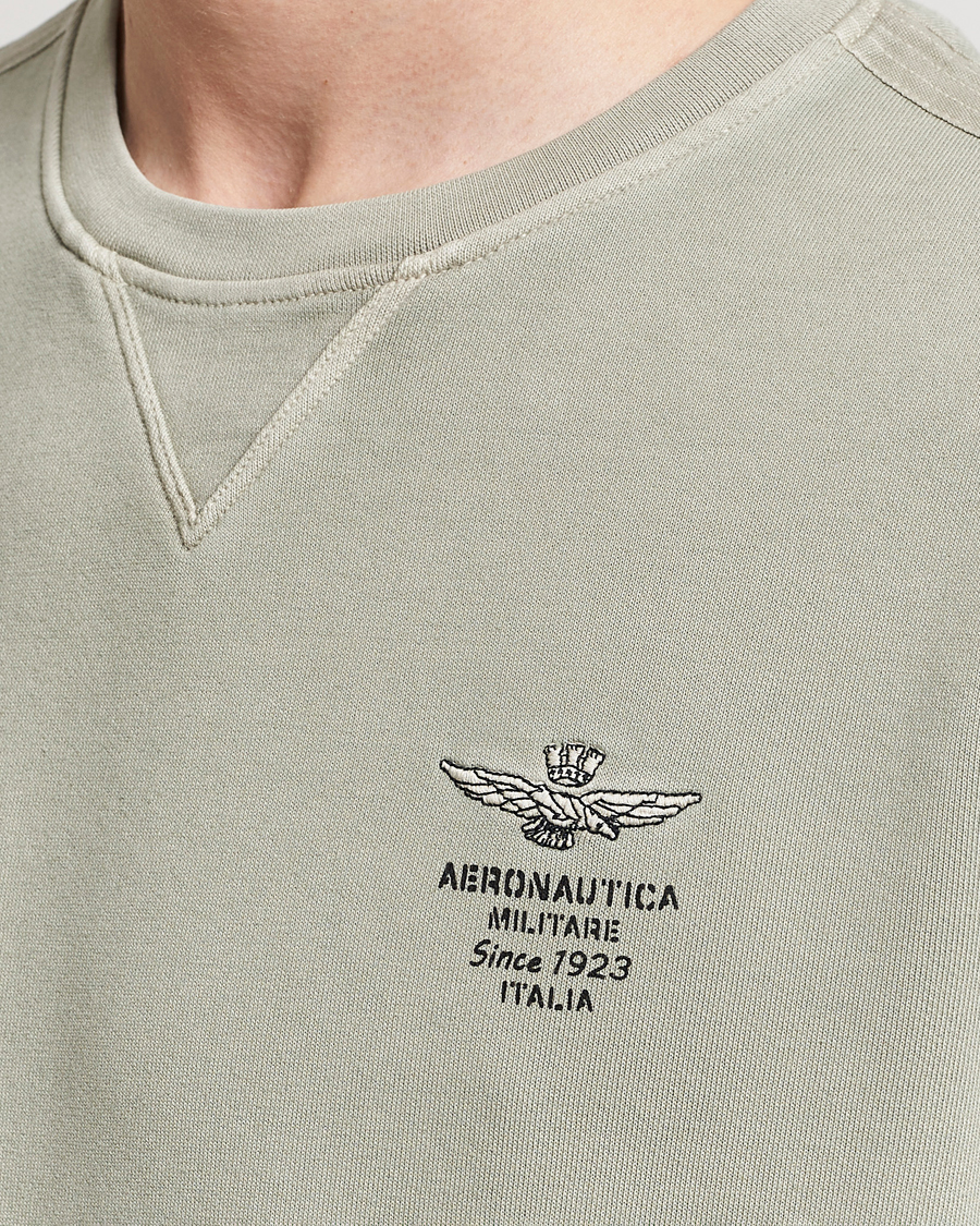Heren | Truien | Aeronautica Militare | Washed Crew Neck Sweatshirt Sage Green