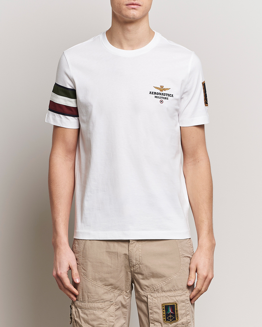 Heren | Sale -30% | Aeronautica Militare | Tricolori Crew Neck T-Shirt Off White