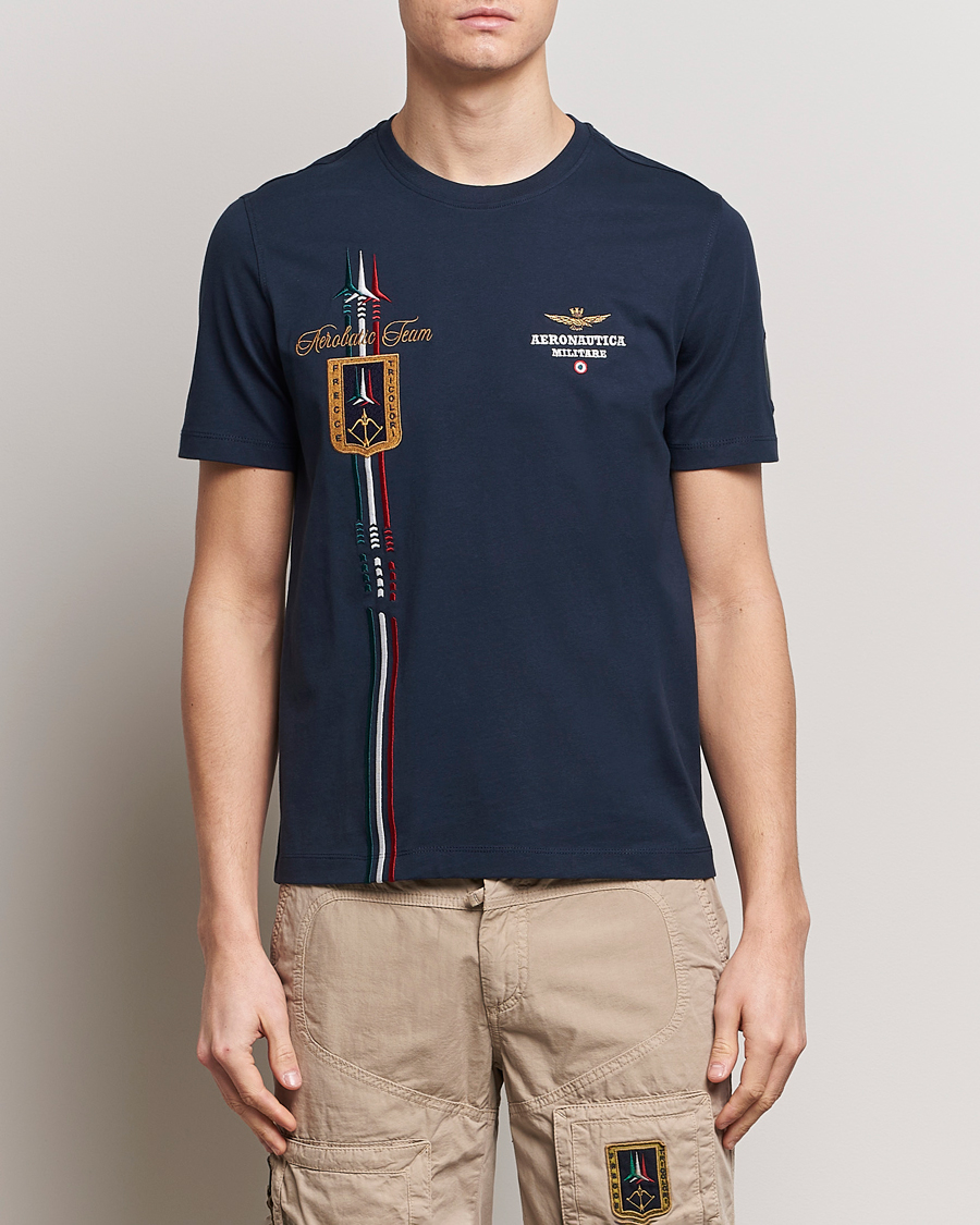 Heren |  | Aeronautica Militare | Tricolori Crew Neck T-Shirt Navy