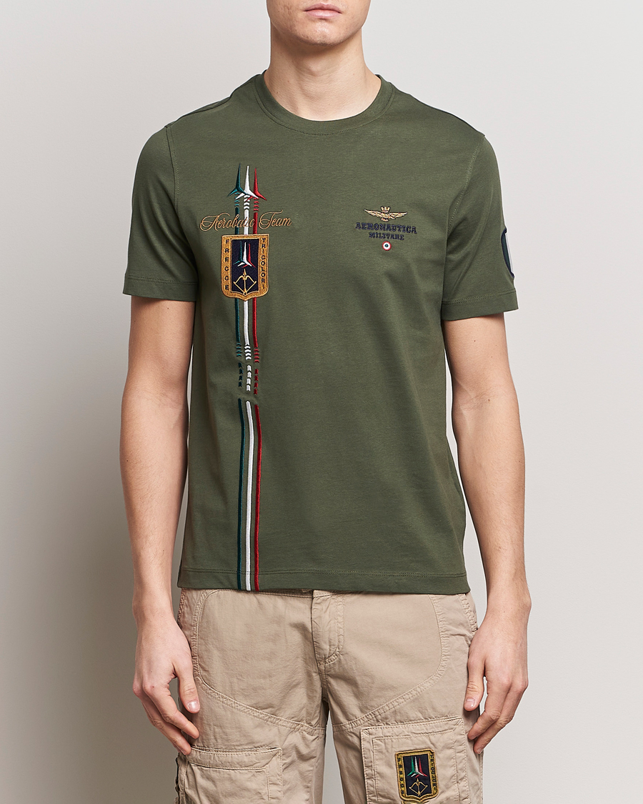 Heren | Sale | Aeronautica Militare | Tricolori Crew Neck T-Shirt Verde Green