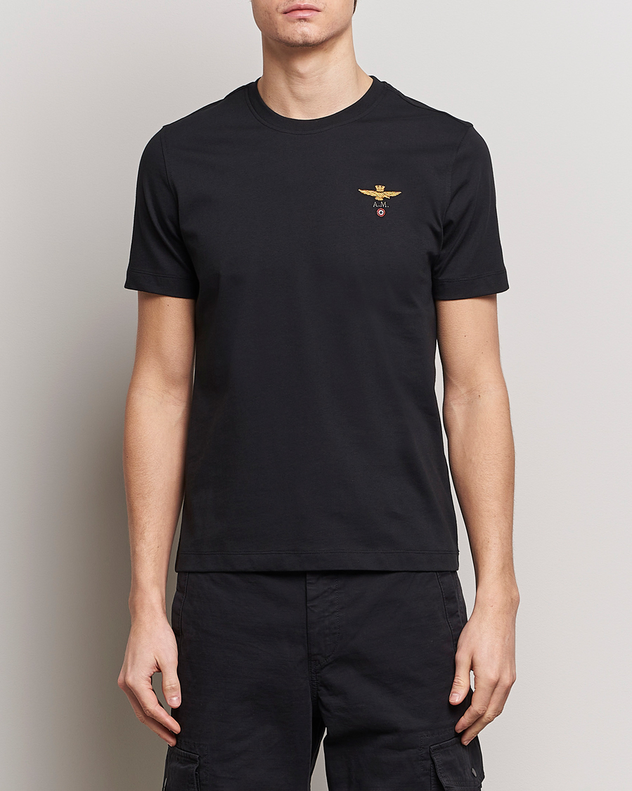 Heren | Zwarte T-shirts | Aeronautica Militare | TS1580 Crew Neck T-Shirt Jet Black