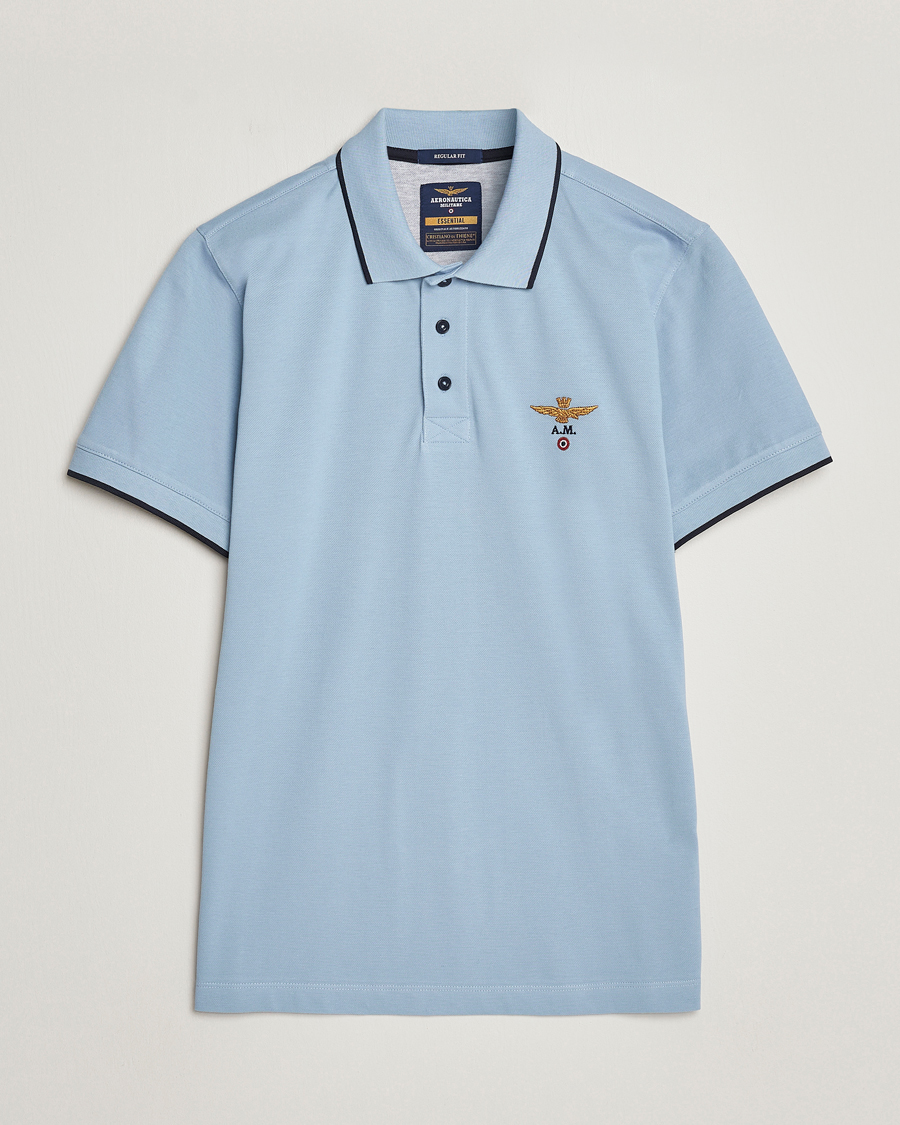 Heren | Polo's | Aeronautica Militare | Garment Dyed Cotton Polo Glacier Blue