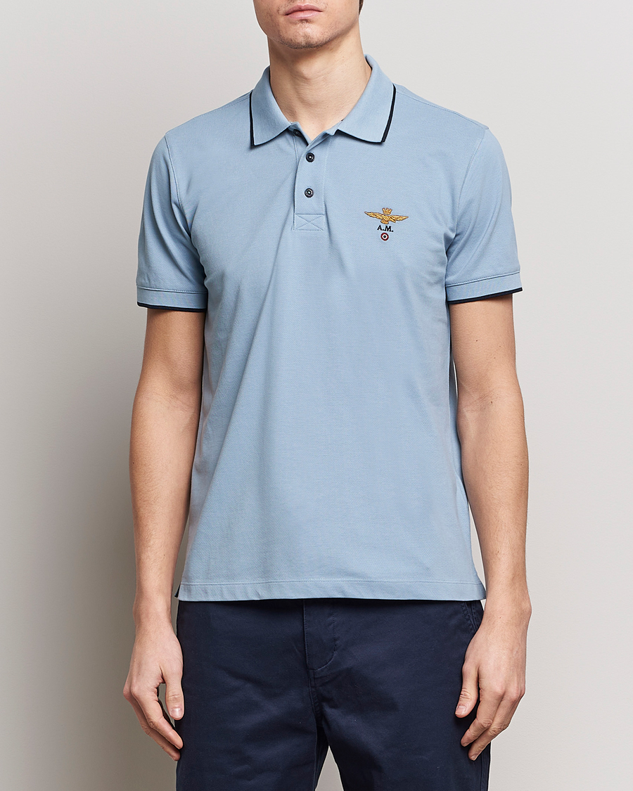 Heren | Sale Kleding | Aeronautica Militare | Garment Dyed Cotton Polo Glacier Blue