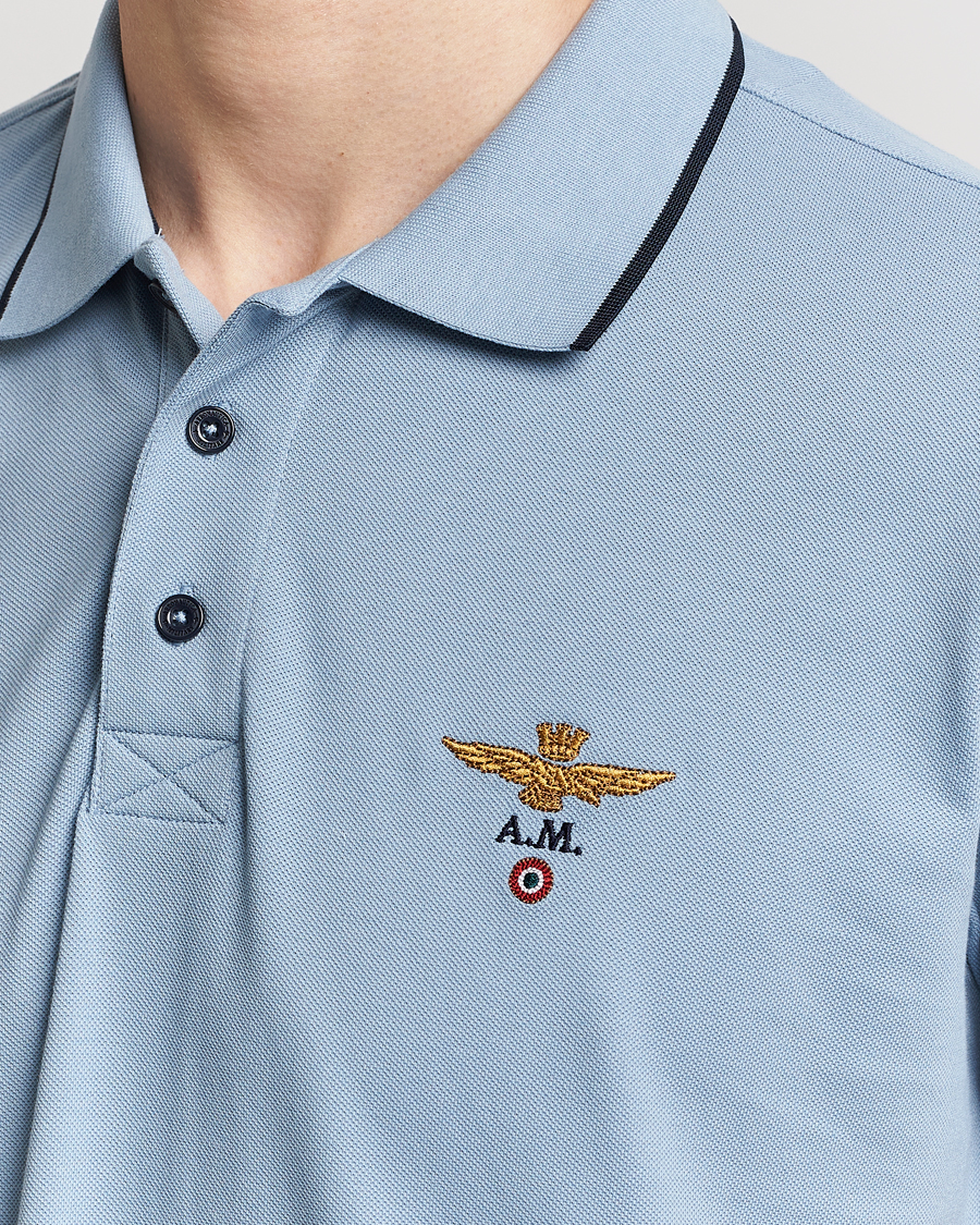 Heren | Polo's | Aeronautica Militare | Garment Dyed Cotton Polo Glacier Blue