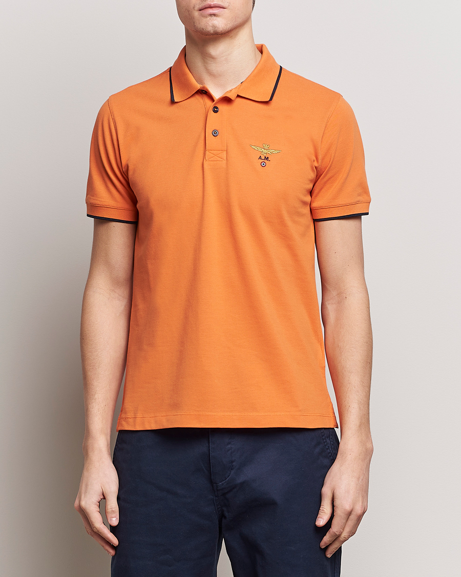 Heren | Aeronautica Militare | Aeronautica Militare | Garment Dyed Cotton Polo Carrot Orange