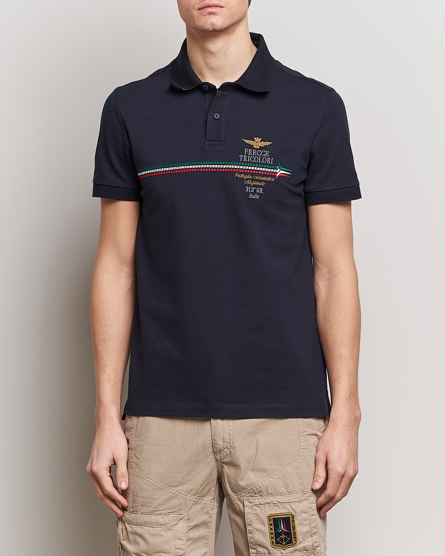 Heren | Sale -30% | Aeronautica Militare | Contrast Collar Polo Navy