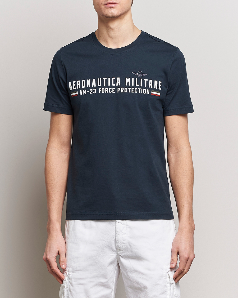 Heren | Sale -30% | Aeronautica Militare | Logo Crew Neck T-Shirt Navy