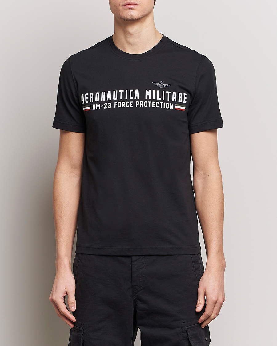 Heren | Sale -30% | Aeronautica Militare | Logo Crew Neck T-Shirt Jet Black