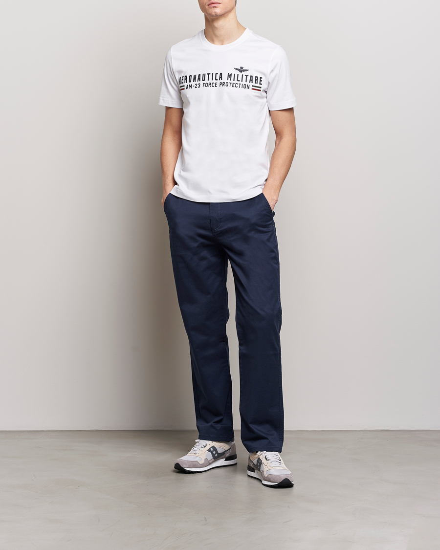 Heren | T-shirts | Aeronautica Militare | Logo Crew Neck T-Shirt Off White