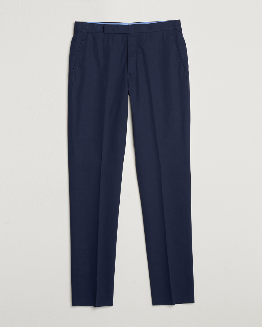 Heren | Broeken | Ralph Lauren Purple Label | Cotton Poplin Trousers Spring Navy