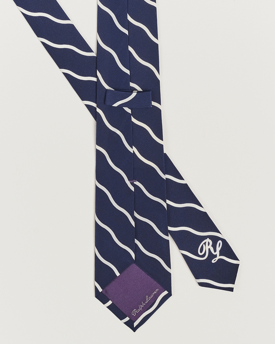 Heren |  | Ralph Lauren Purple Label | Striped Silk Tie Navy/White