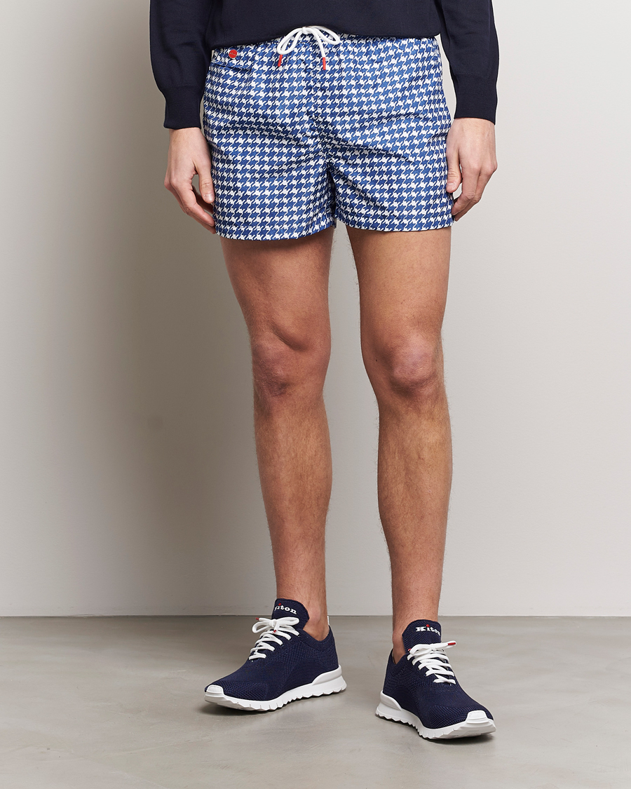 Heren | Italian Department | Kiton | Printed Nylon Swim Shorts Navy