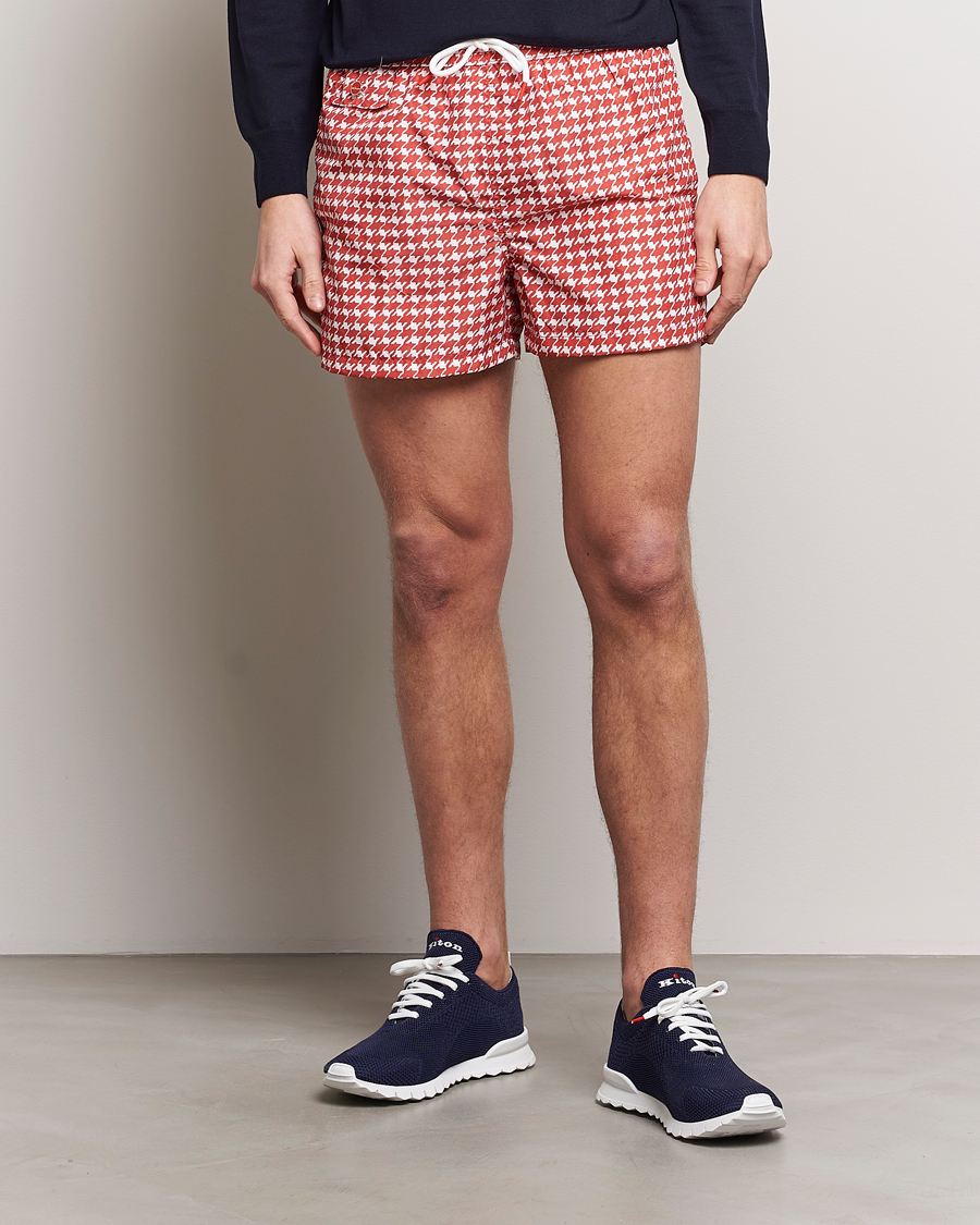 Heren | Zwembroek | Kiton | Printed Nylon Swim Shorts Red