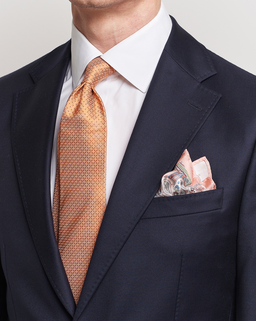 Heren | Business casual | Amanda Christensen | Box Set Silk Twill 8cm Tie With Pocket Square Orange