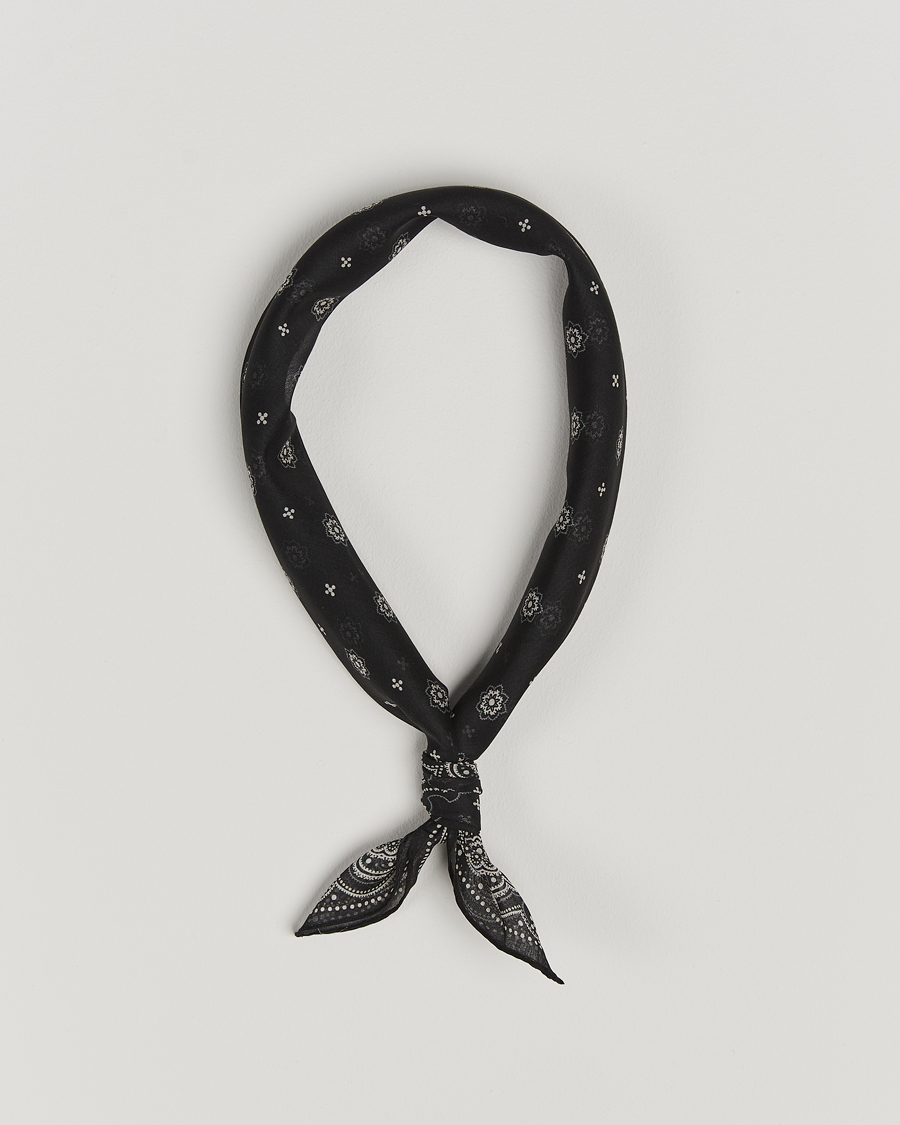 Heren | Sjaals | Amanda Christensen | Cotton Voilé Printed Medallion Bandana Black