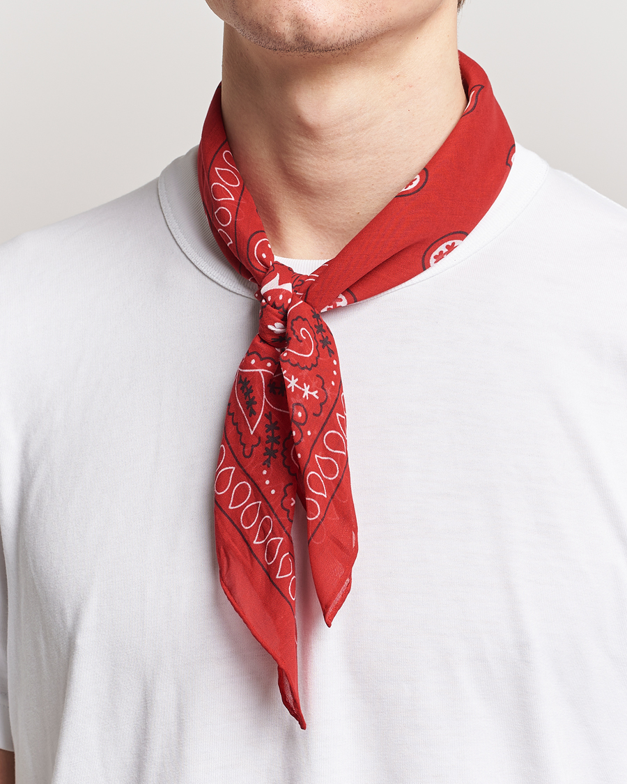 Heren | Sjaals | Amanda Christensen | Cotton Voilé Printed Paisley Bandana Red