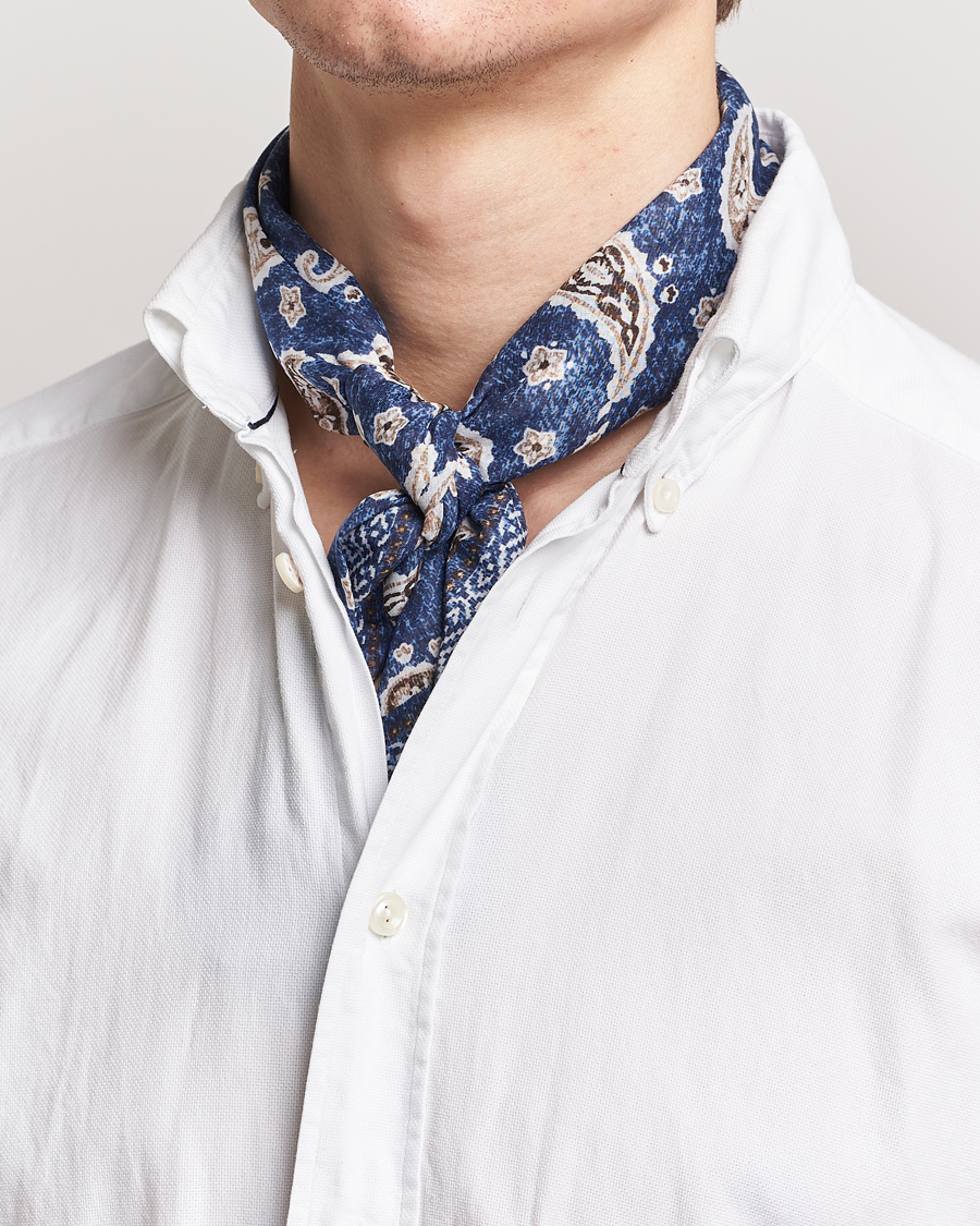 Men | Amanda Christensen | Amanda Christensen | Cotton Voilé Printed Paisley Bandana Navy