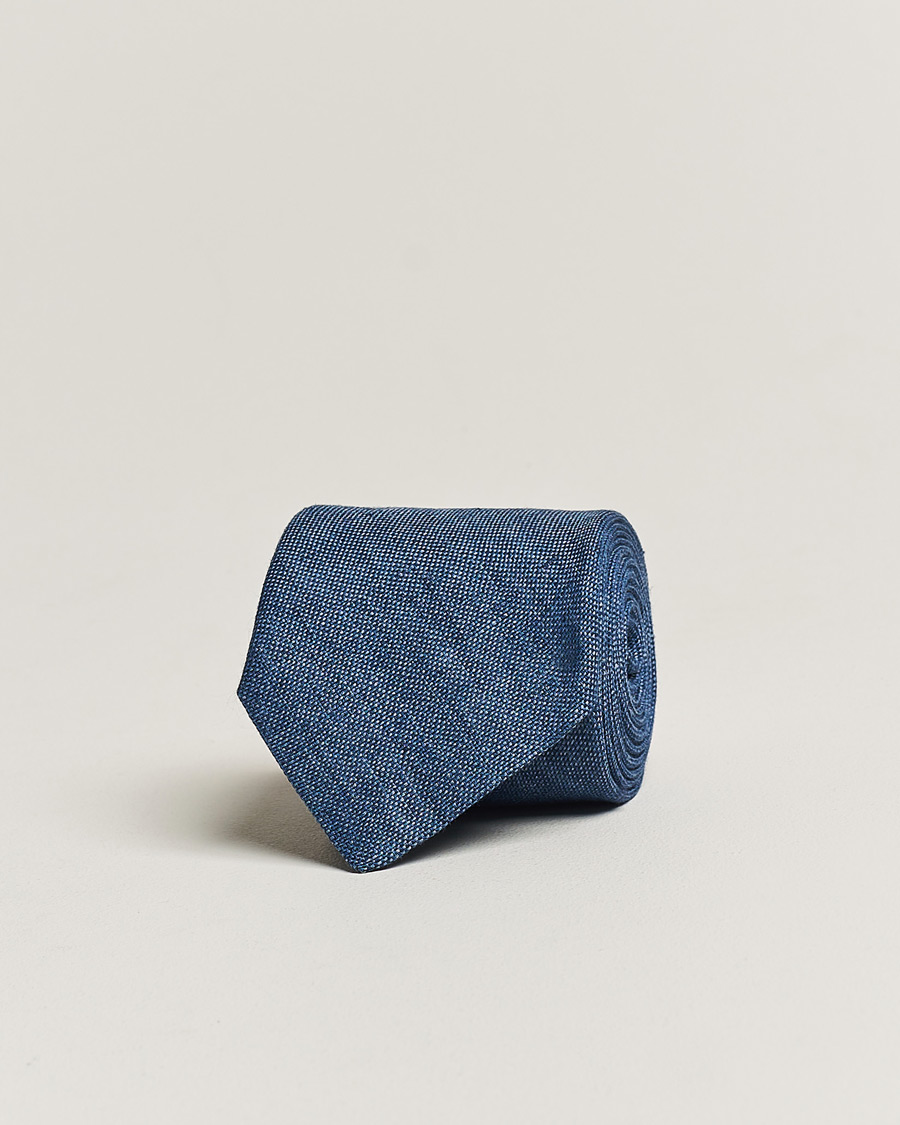 Heren | Amanda Christensen Hopsack Linen 8cm Tie Denim Blue | Amanda Christensen | Hopsack Linen 8cm Tie Denim Blue