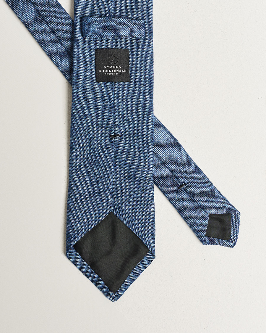 Heren | Amanda Christensen Hopsack Linen 8cm Tie Denim Blue | Amanda Christensen | Hopsack Linen 8cm Tie Denim Blue