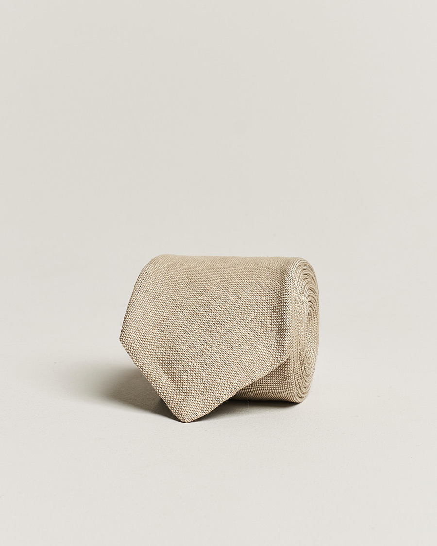 Heren | Stropdassen | Amanda Christensen | Hopsack Linen 8cm Tie Sand
