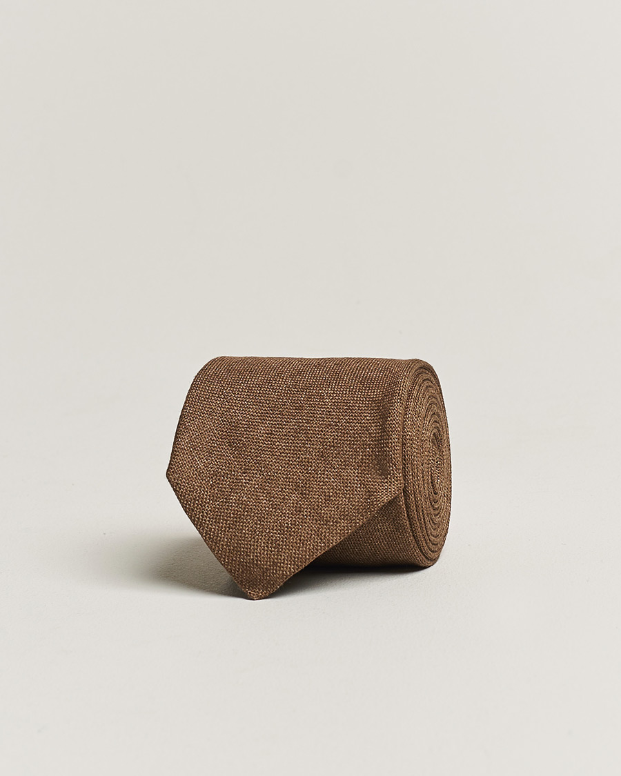 Heren | Stropdassen | Amanda Christensen | Amanda ChristensenHopsack Linen 8cm TieBrown