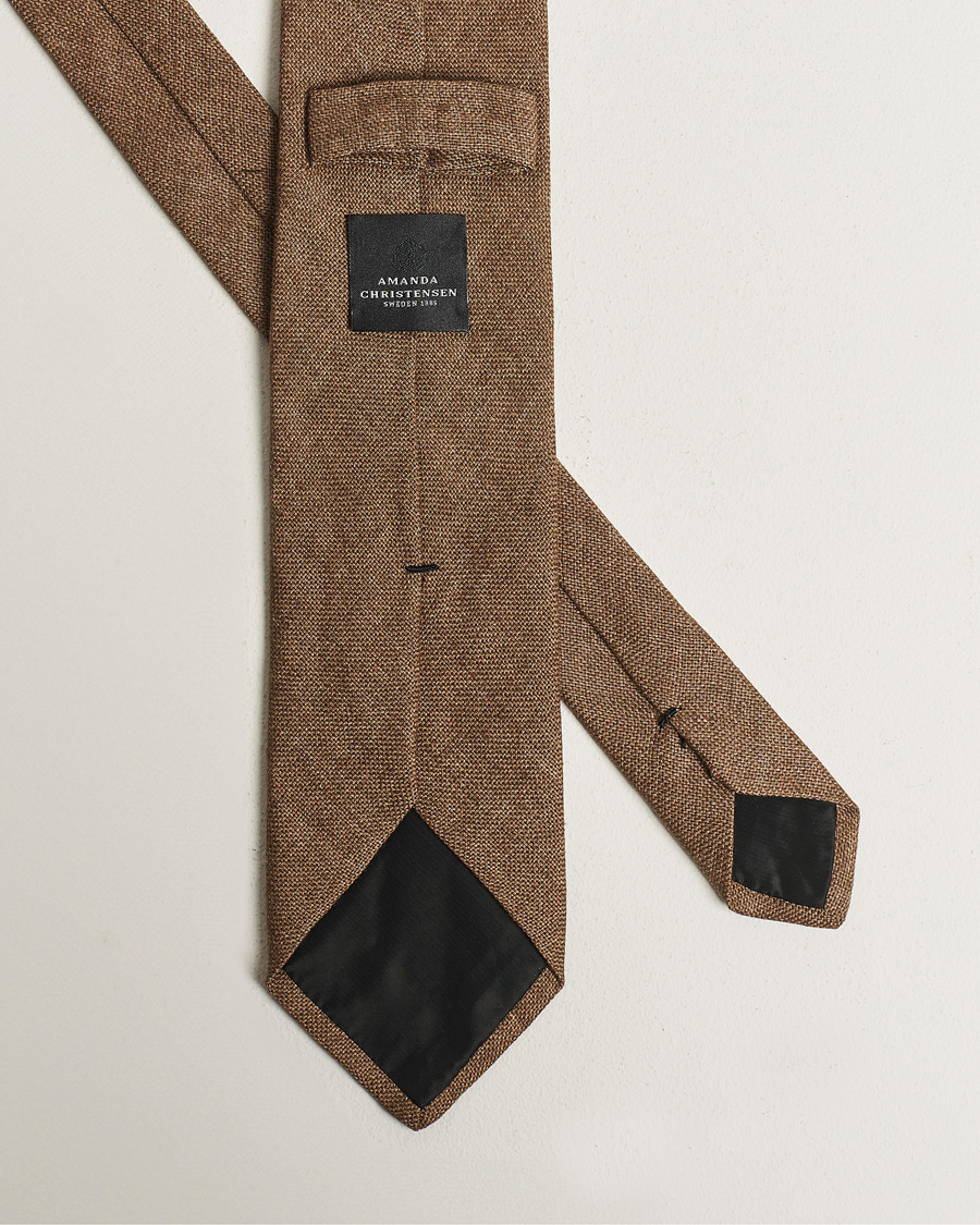 Heren | Stropdassen | Amanda Christensen | Amanda ChristensenHopsack Linen 8cm TieBrown